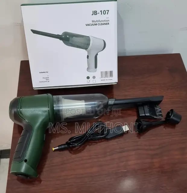 Strong suction JB-107 multifunctional 3in1 vacuum cleaner with both blow or suck options STRONG SUCTION CAR VACUUM WITH BRUSHLESS MOTOR, CHARGING DOCK, SOFA BRUSH, PORTABLE HANDHELD VACUUM WITH 2-