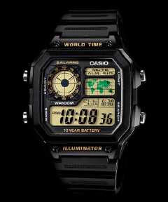 Casio World Time Illuminator | Men’s Digital Watch | 100M WR | Multi Alarms | 100 SEC Stopwatch | Countdown Timer | World Map for World Time | LED Light | LC Analog Display | 10 Year Battery