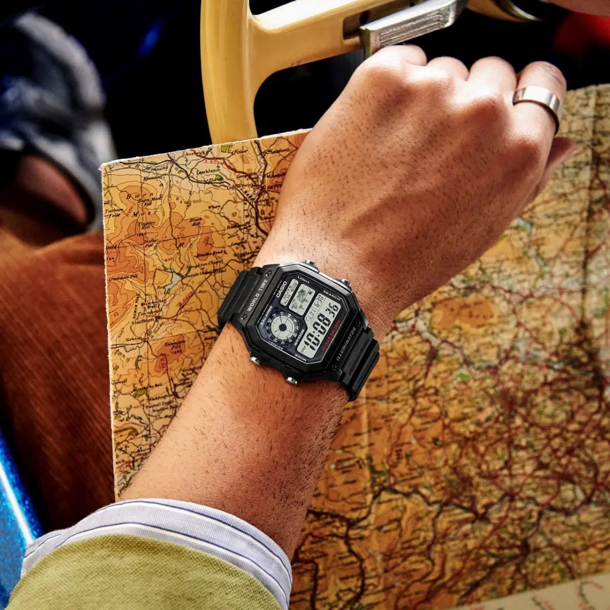 Casio World Time Illuminator | Men’s Digital Watch | 100M WR | Multi Alarms | 100 SEC Stopwatch | Countdown Timer | World Map for World Time | LED Light | LC Analog Display | 10 Year Battery