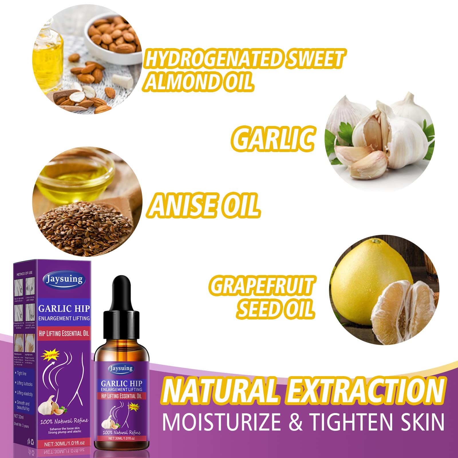 Butt & Hips enlargement oil cream Garlic Hip Lift Up Ass Oil Buttocks Enhancement Big Butt Hips Enlargement butt booster Cream 30ml