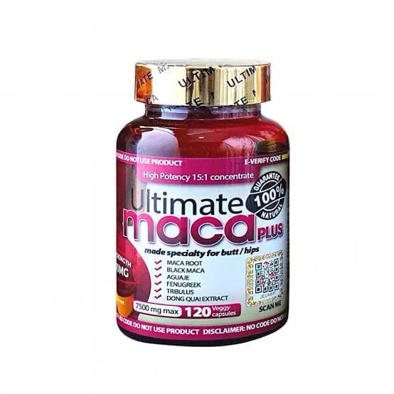 Original Ultimate Maca Plus For Butt And Hips Enhancement Butt And Hip Enlarge Firm And Lift Curves 7500mg 120Capsules