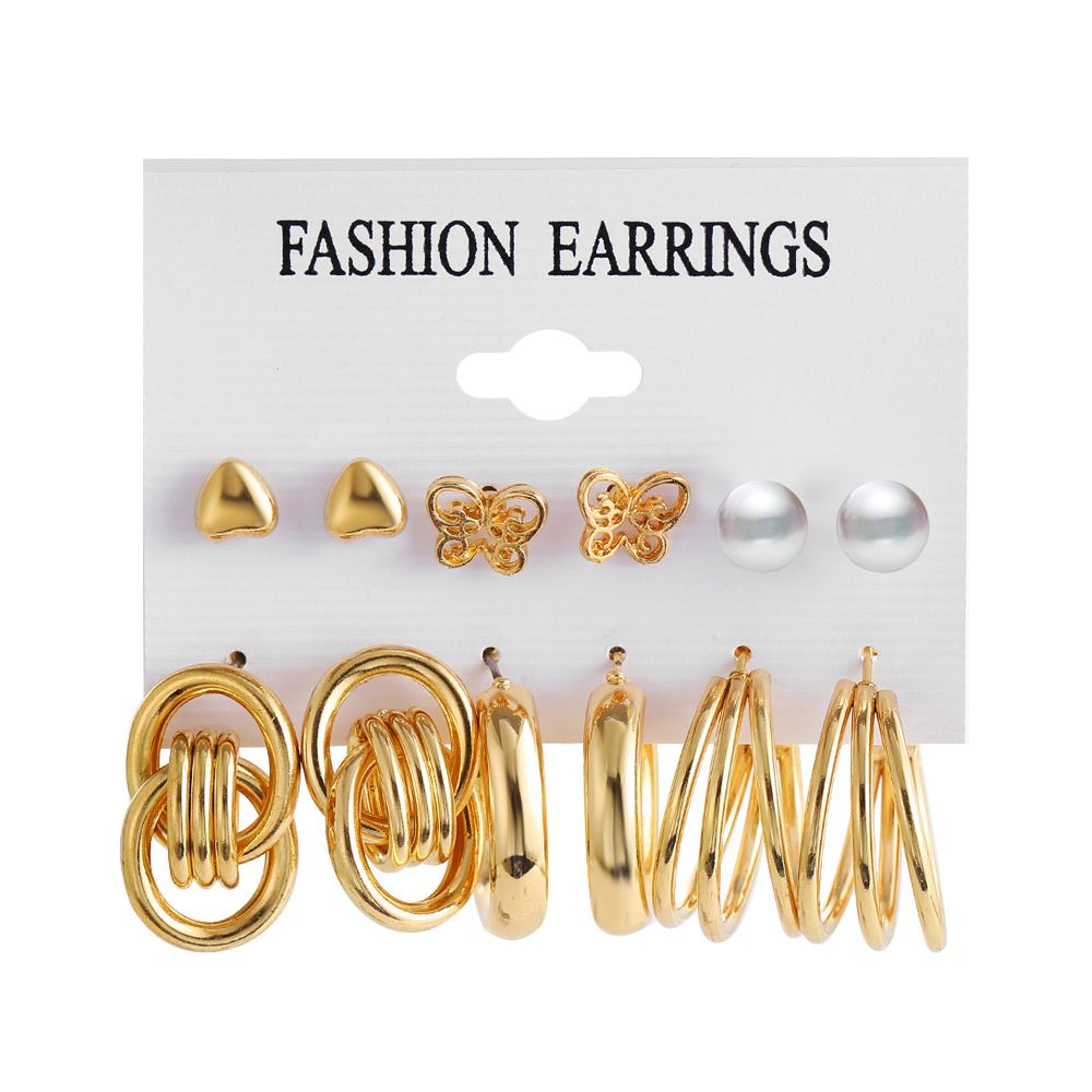 Fashion Fashionable Earrings With 6 Set With 3 Loops And 3 Studs.