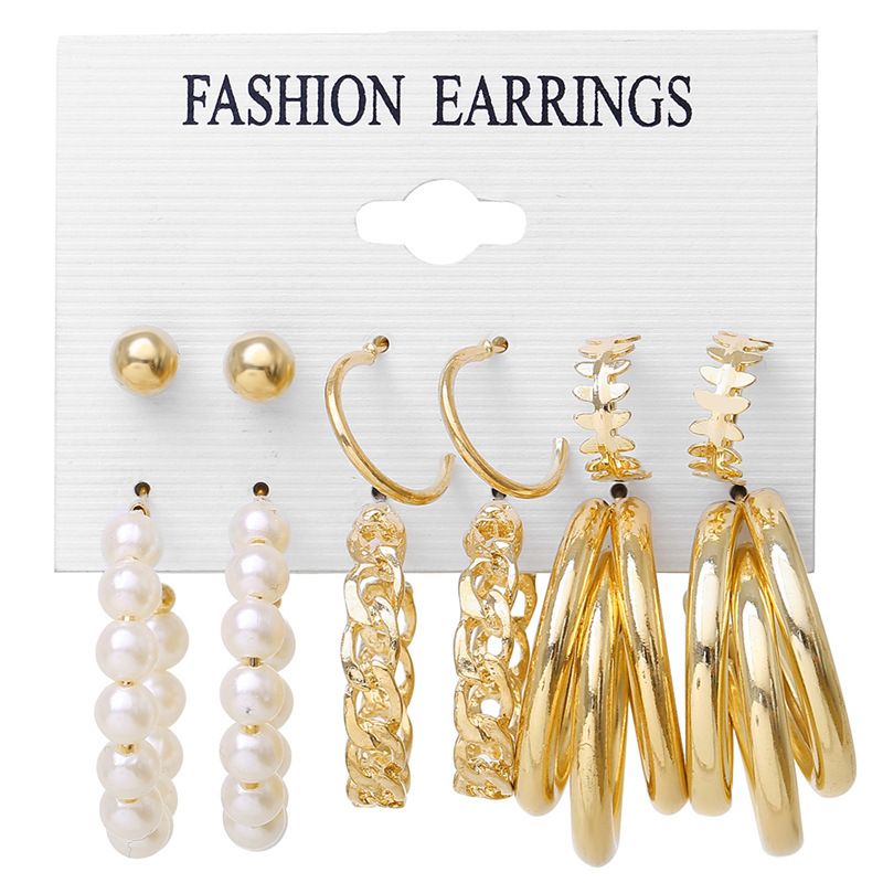 Fashion Fashionable Earrings With 6 Set With 3 Loops And 3 Studs.