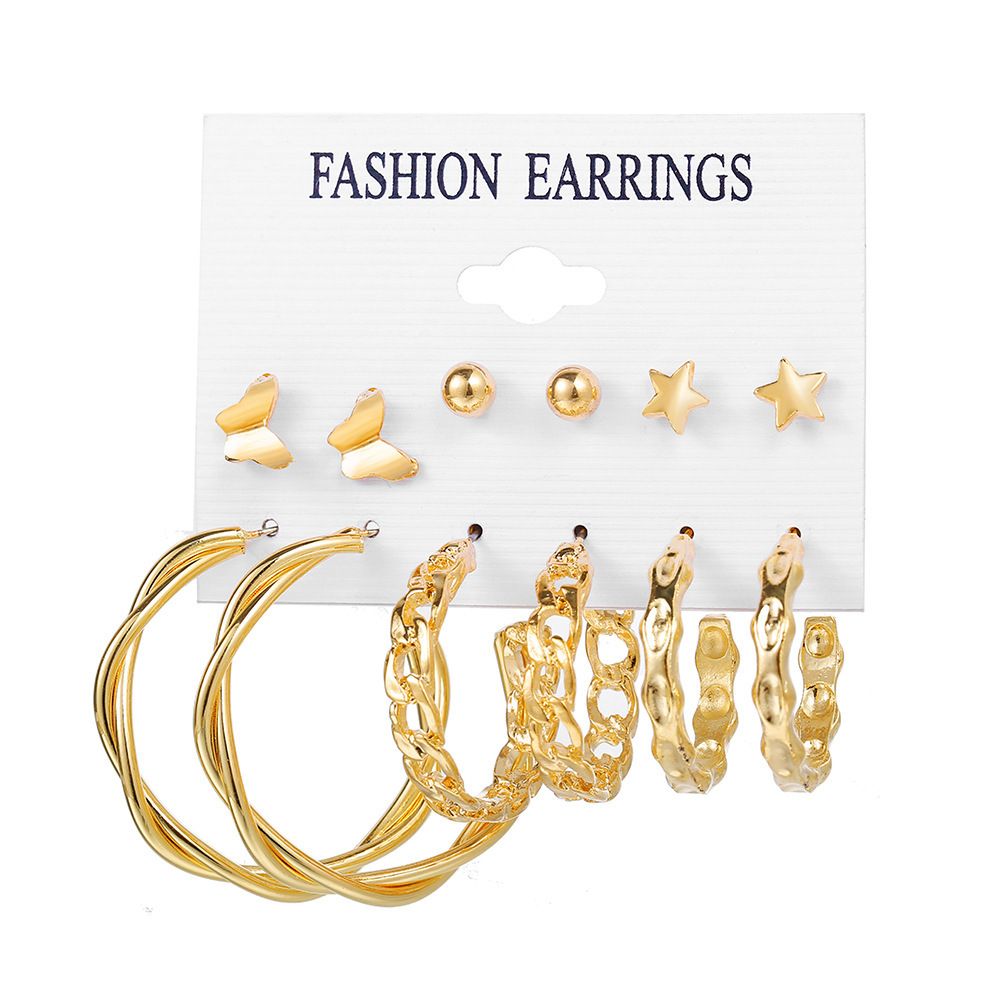 Fashion Fashionable Earrings With 6 Set With 3 Loops And 3 Studs.