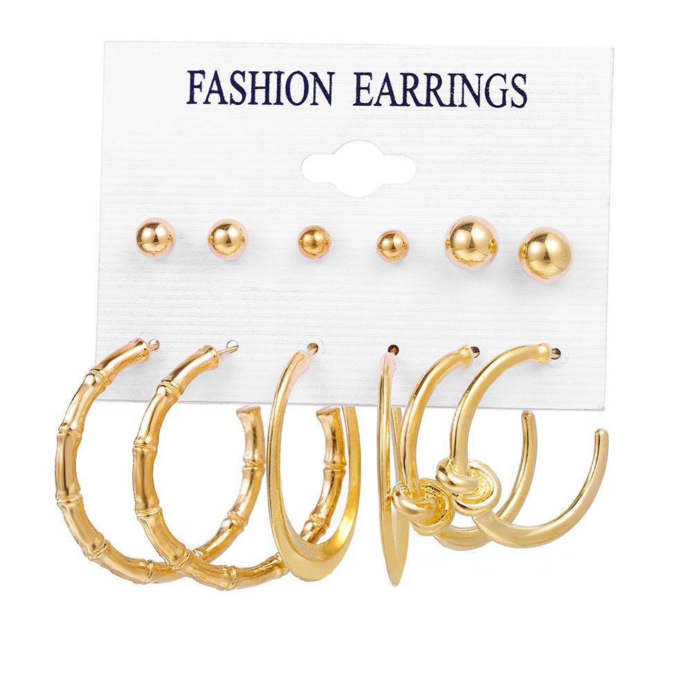 Fashion Fashionable Earrings With 6 Set With 3 Loops And 3 Studs.