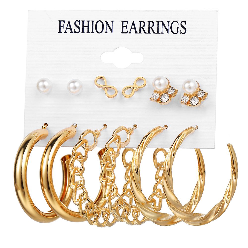 Fashion Fashionable Earrings With 6 Set With 3 Loops And 3 Studs.