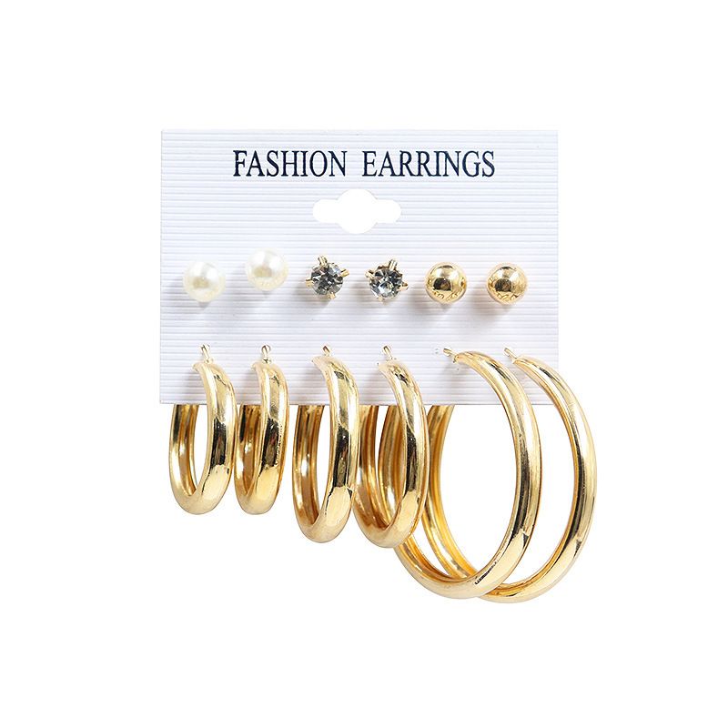 Fashion Fashionable Earrings With 6 Set With 3 Loops And 3 Studs.