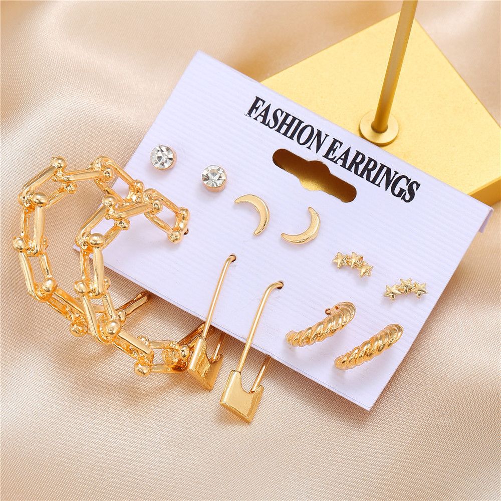 Fashion Fashionable Earrings With 6 Set With 3 Loops And 3 Studs.