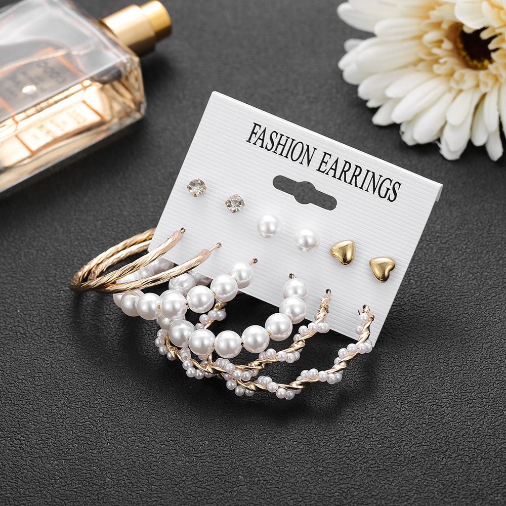 Fashion Fashionable Earrings With 6 Set With 3 Loops And 3 Studs.