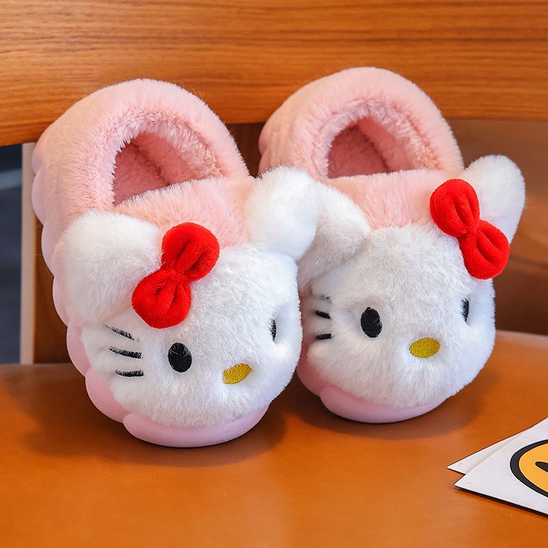 Fluffy kids Plush Slippers - Rubber Anti Slip Home.