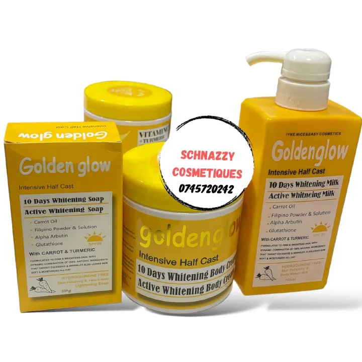 Golden Glow Intensive Half Cast 10 Days Whitening Milk Active Whitening Milk with Carrot Oil Turmeric Alpha Arbutin and Glutathione Firms Brightens Skin Targets Wrinkles for Soft Moisturised Eventoned