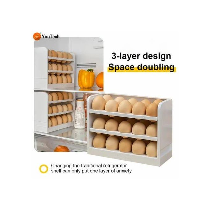 3Layer Egg Holder for Refrigerator Door -30Eggs