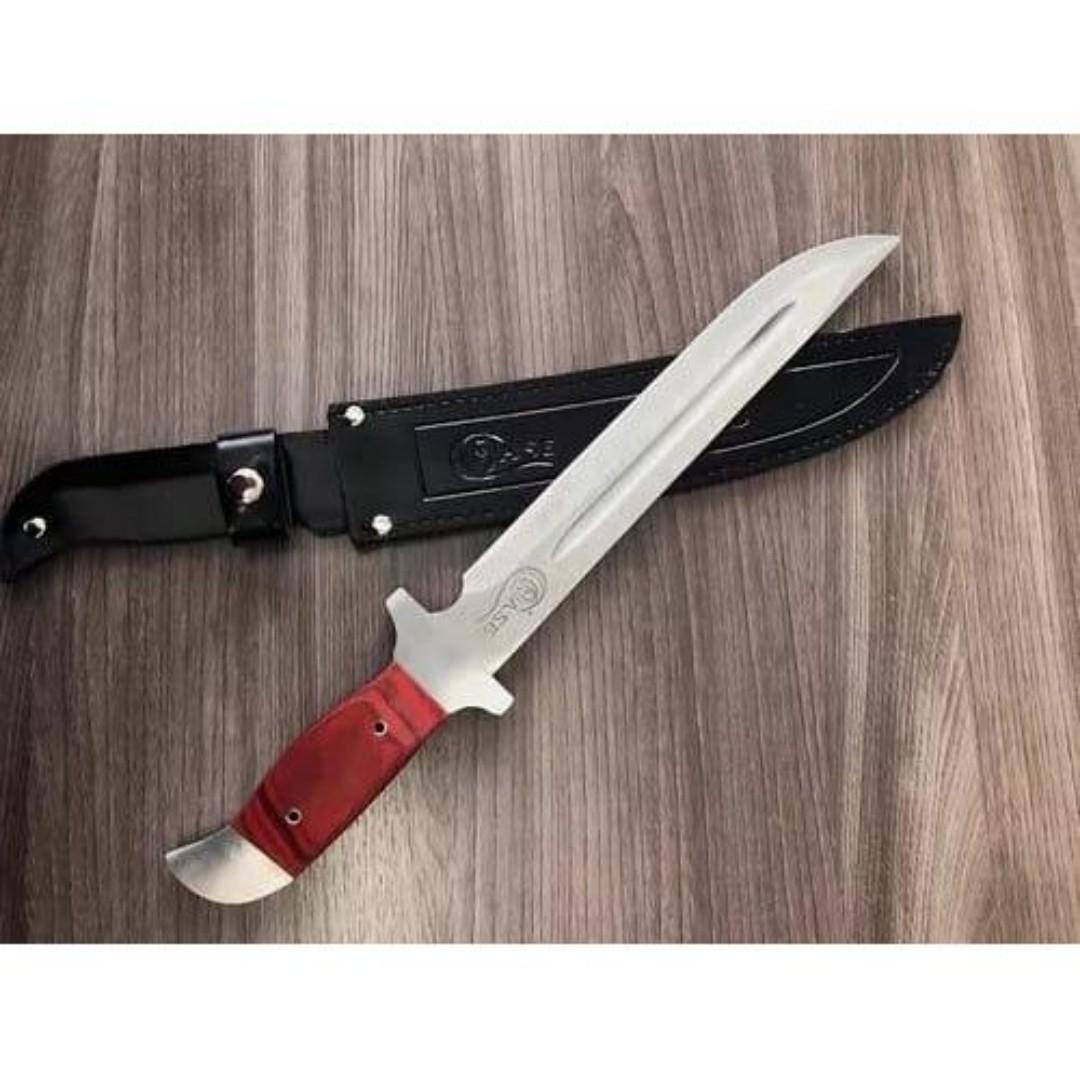 Tactical military camping knife with a porch