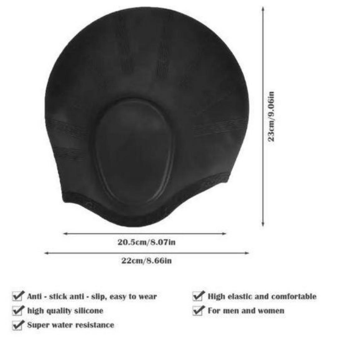 LUXURY Swim Cap, Waterproof Silicone Swimming Cap for Adult Woman and Men, Keeps Hair Clean with Ear Protector