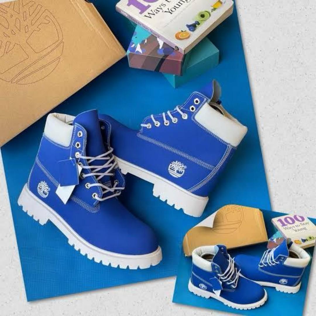 High Quality Blue Leather Timberland Boots, Blue Leather Boots (Best Shop for Quality Shoes, Sneakers, Casuals, Boots, Oxfords, Officials and Shoe Accessories)