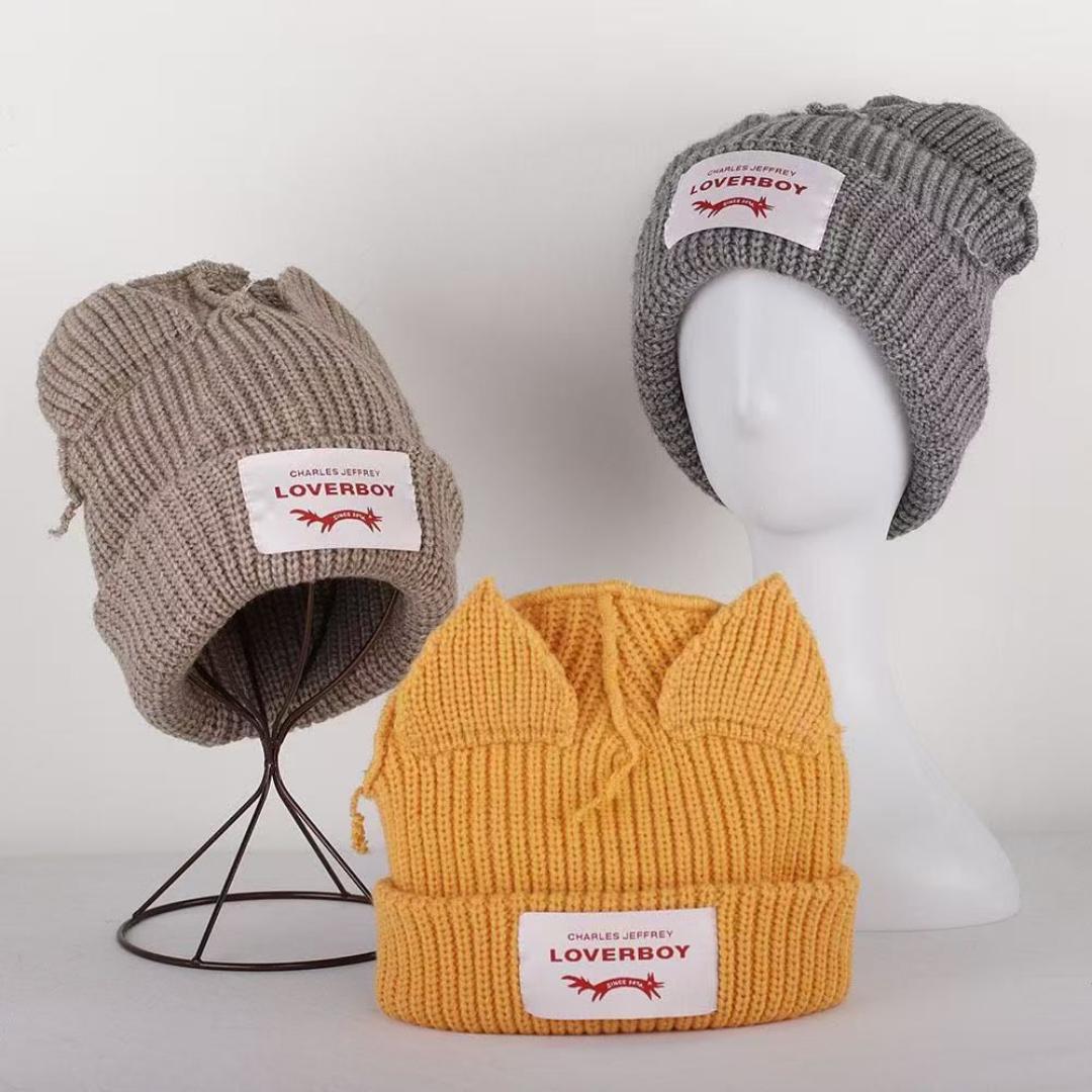 Quality LoverBoy Beanie Cat Ears Knit  Woolen Beanies (Best shop for Beanie Hats, Baseball Caps, Durags, Marvin Hats and Headwear Accessories)
