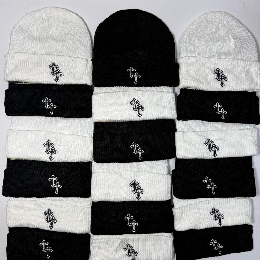 Quality Chrome Crosses Ribbed Beanies, Chunky Woolen Beanie Hats, Gothic Beanie Hats, Fashion Marvin Hats (Best shop for Beanie Hats, Baseball Caps, Durags, Marvin Hats and Headwear Accessories)