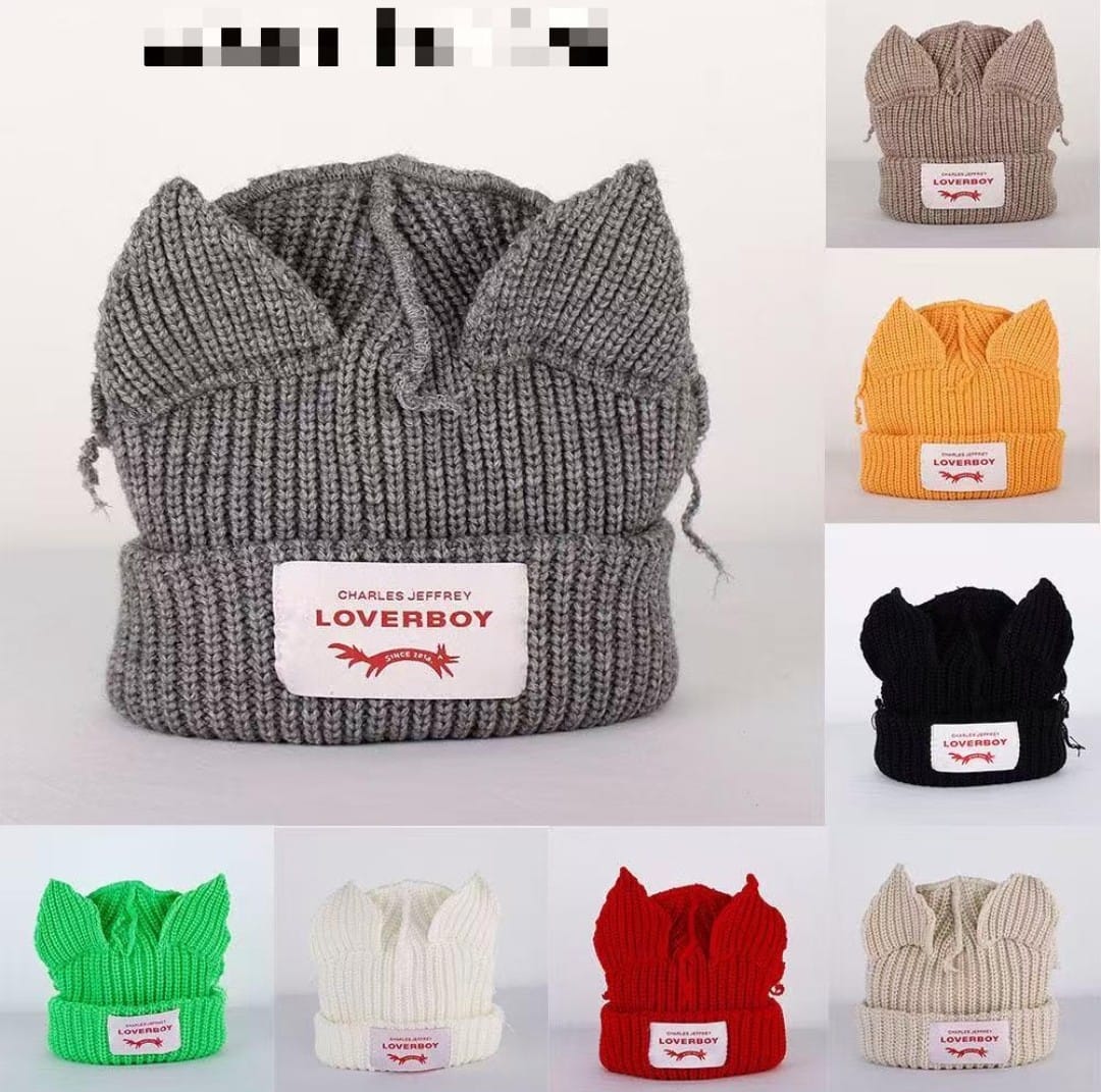 Quality LoverBoy Beanie Cat Ears Knit  Woolen Beanies (Best shop for Beanie Hats, Baseball Caps, Durags, Marvin Hats and Headwear Accessories)