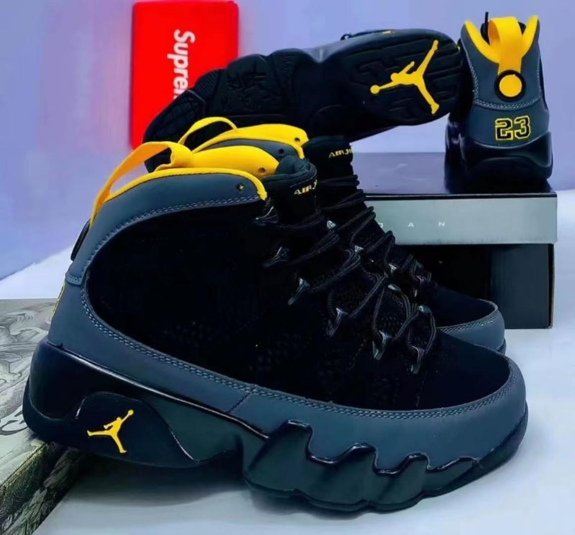 J9 Retro boot NRG. Men and women ( unisex) sneakers grey black blue, grey black yellow and grey black red. High top sneaker boot with combination of suede and leather.emoji house.