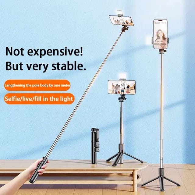 Selfie stick tripod with wireless remote extendable 100cm lenth 360 rotating phone holder