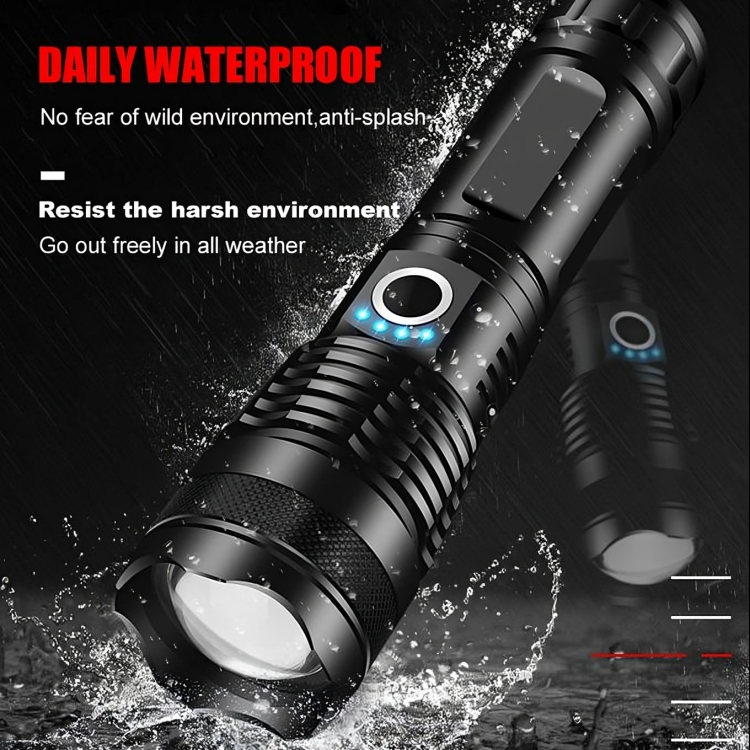 P50 LED ORIGINAL TORCH ultra-bright 2000-lumen beam 10-hour runtime rechargeable 7800mAh PB 18650 3.7V battery zoomable light function outdoors p50 torch security p50 torch super bright