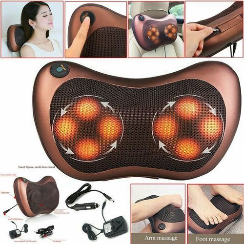 ORIGINAL Electric Pillow Massager for Neck, Back, Waist & Legs – Shiatsu Heat Therapy, Car & Home Use