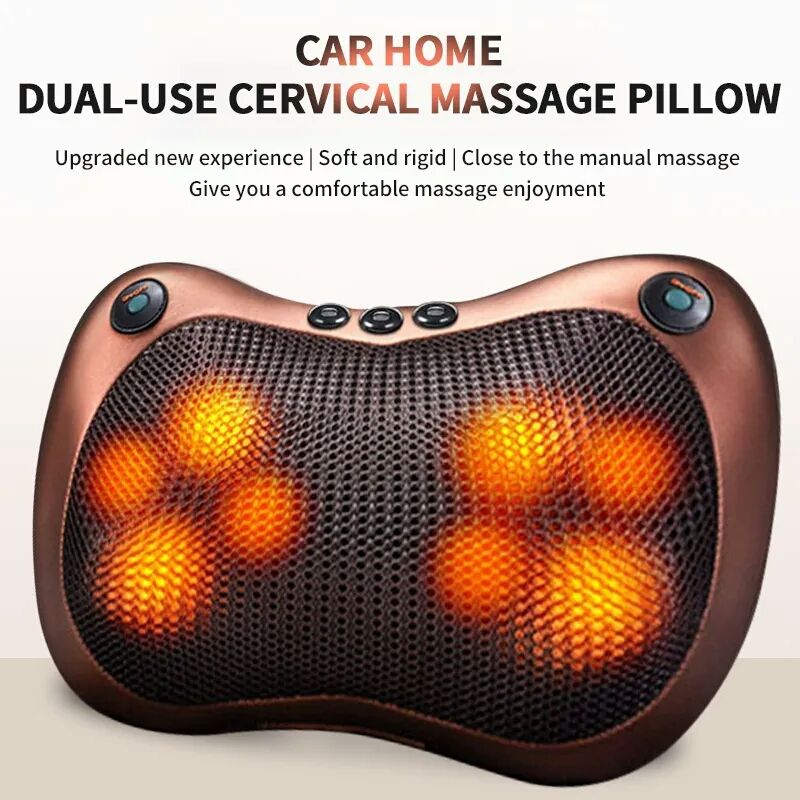 ORIGINAL Electric Pillow Massager for Neck, Back, Waist & Legs – Shiatsu Heat Therapy, Car & Home Use