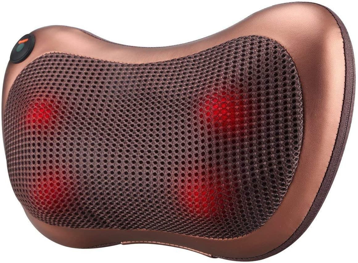ORIGINAL Electric Pillow Massager for Neck, Back, Waist & Legs – Shiatsu Heat Therapy, Car & Home Use