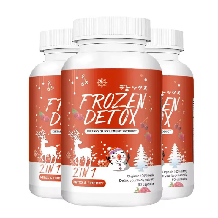 Frozen Detox and Fiberry Capsules with Psyllium Husk and Indian Gooseberry | Dietary Supplement for Tummy Detox, Flat Tummy, and Digestive Health
