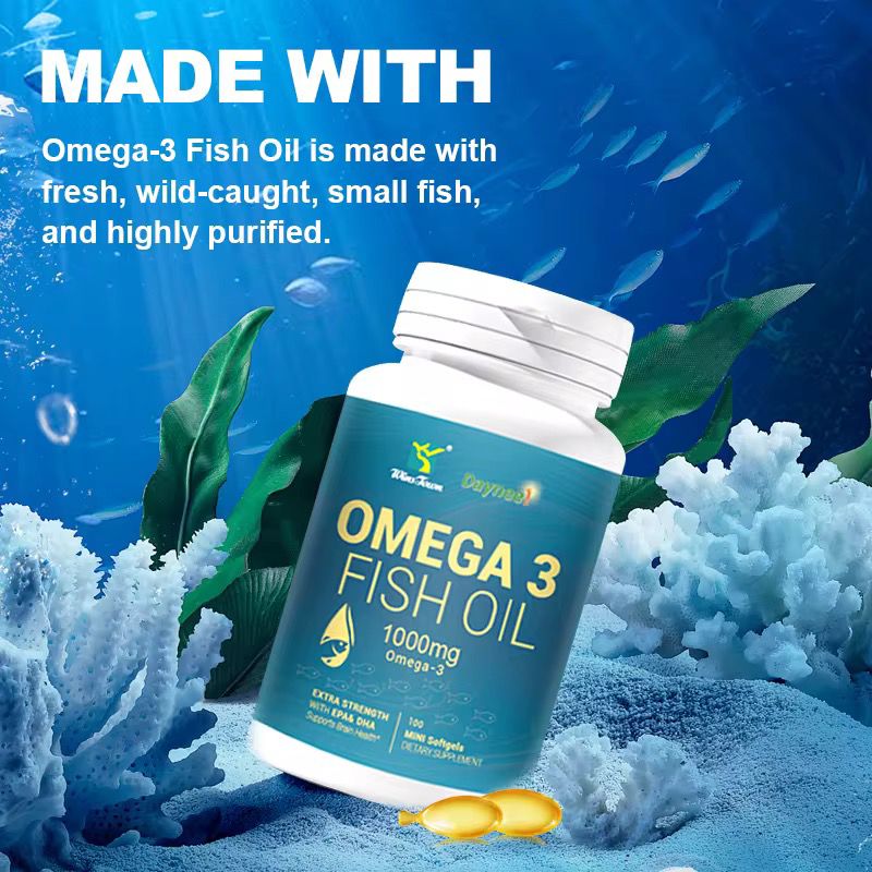 Omega 3 Fish Oil Soft Capsules with EPA DHA Extra Strength Fish Oil 100 Capsules Mini Soft gels 1000mg Omega-3