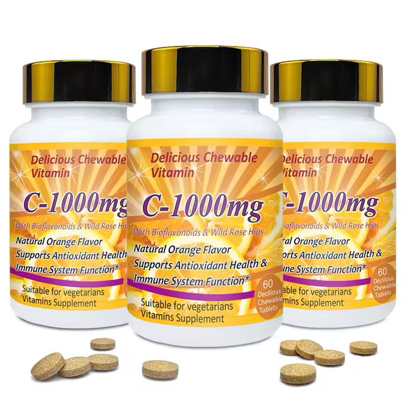 Vitamin C 1000mg Tablets for Skin Whitening Chewable Orange Flavor skin Whitening Tablets