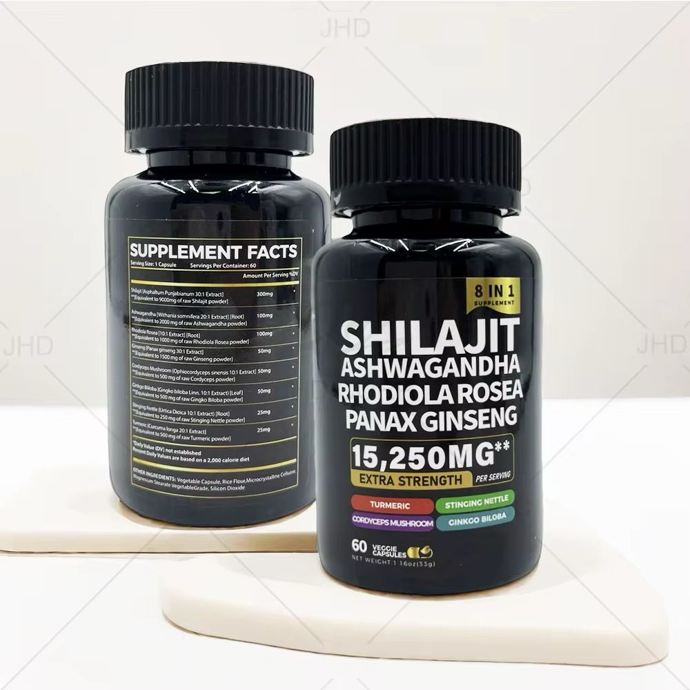 SHILAJIT 8 IN 1 Supplements with Ashwagandha, Rhodiola Rosea and Panax ginseng For Extra Strength, Promote Brain Health, Boost Energy & Vitality, and Support Overall Health
