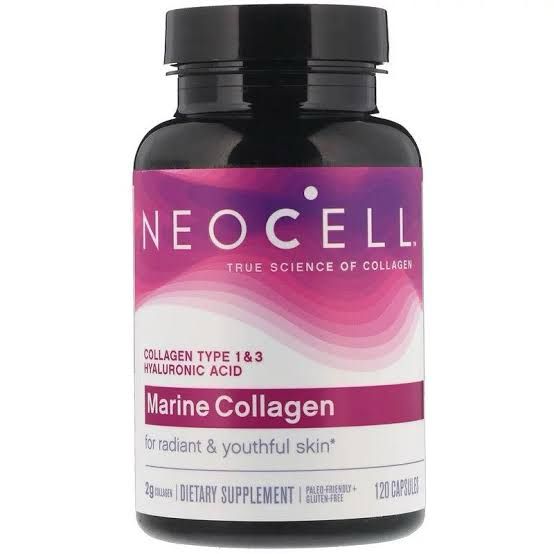 Neocell Marine Collagen With Collagen Type 1 And 3 And Hyaluronic Acid, With Hydrolyzed Collagen, Skin Health Supplement, Capsule, 120 Count, 1 Bottle