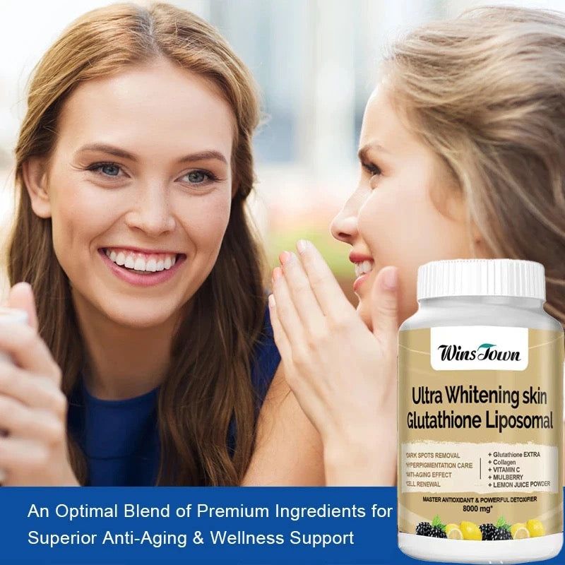 Ultra Whitening Skin Capsules with L-Glutathione (8000mg) | Dietary Supplement for Dark Spots, Hyperpigmentation, Anti-aging and Cell Renewal Skin Glutathione Liposomal With Vitamin C Soft Gels.