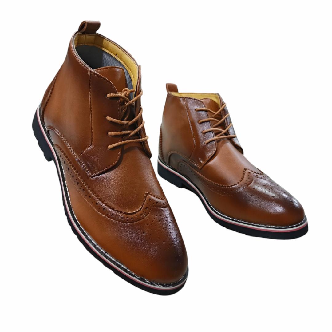 ZOTA Men elegant boots. PU leather Oxford design. official boots Brown. Classy and fashionable.