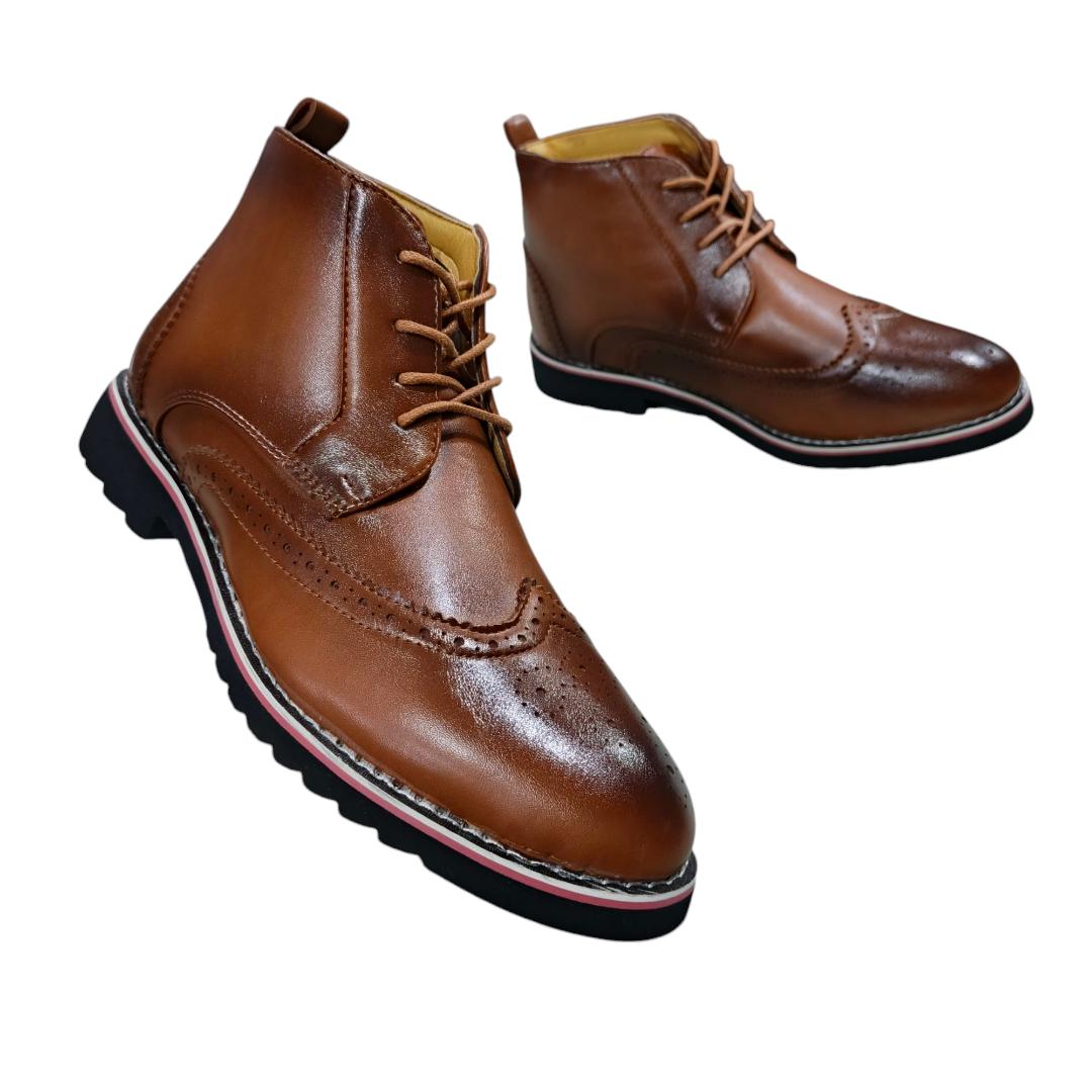 ZOTA Men elegant boots. PU leather Oxford design. official boots Brown. Classy and fashionable.