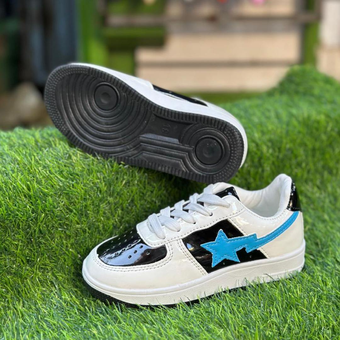 KIDS BAPE STA SNEAKERS. UNISEX BEIGE, BLACK, GREY MULTICOLORED NOW IN STOCK. FASHION WEAR, ELEGANT SMART LOOK. CASUAL WEAR.