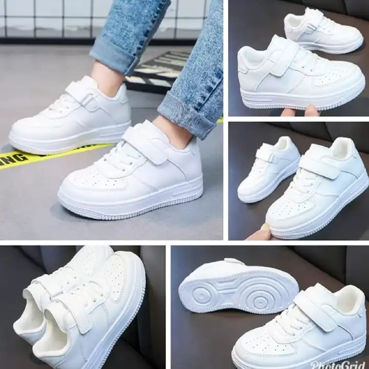 Air 1, plain white sneakers.Cute Spring Autumn Boys Girl's Kids White Fashion Casual Shoes Non-slip Sneakers Sports Shoes PVC Unisex Print Rubber Mesh.