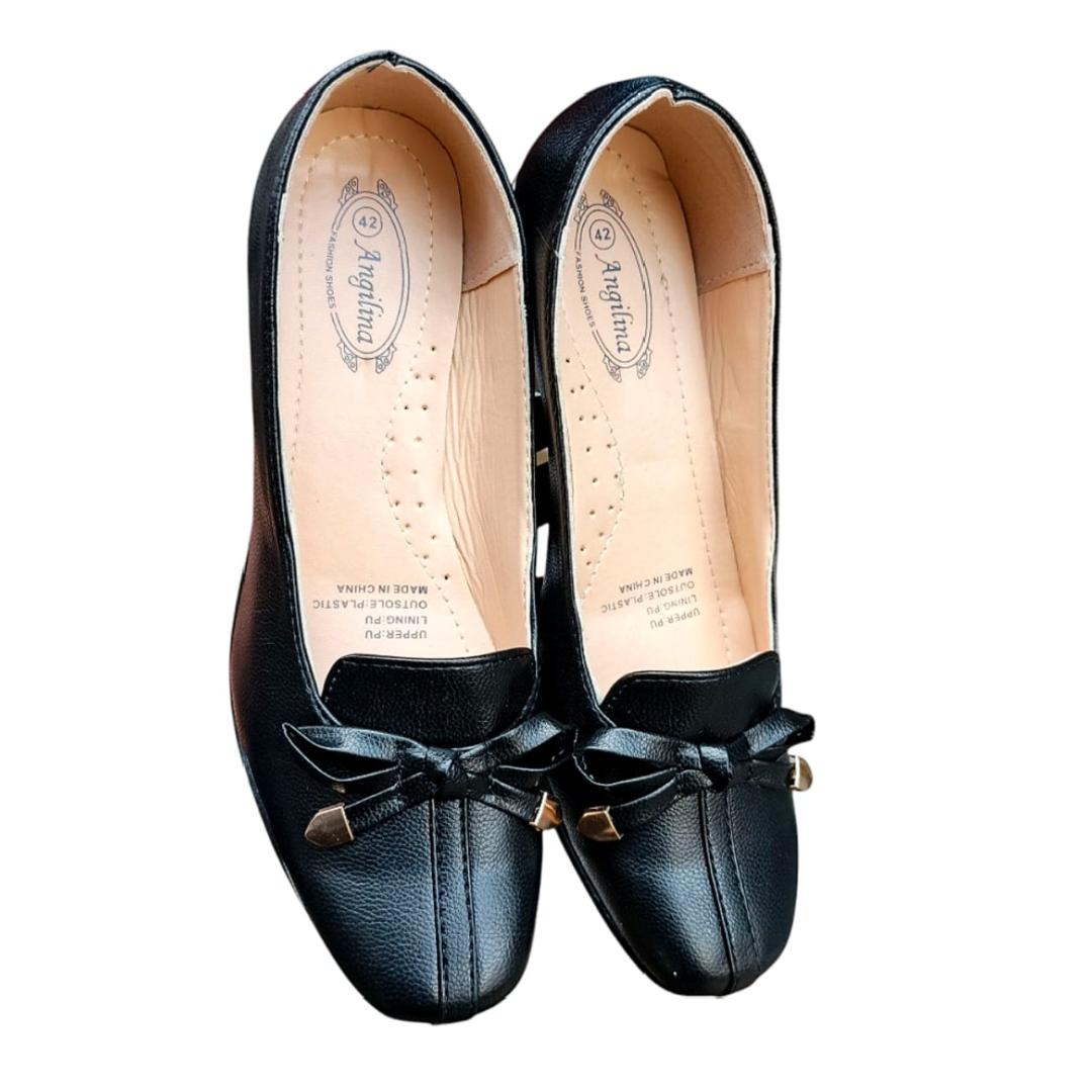 Women shoes high heel pumps. Party round Toe polyurethane leather. Classic Black official shoes for women.