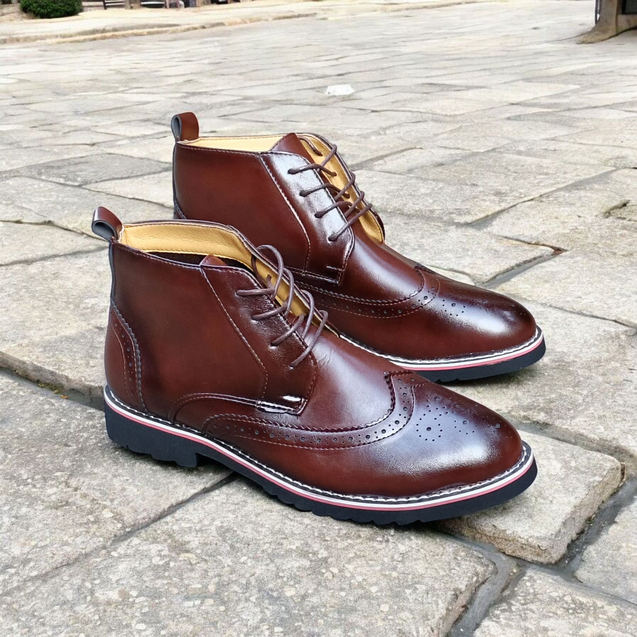 ZOTA Men elegant boots. PU leather Oxford design. official boots Dark Brown. Classy and fashionable official boots.