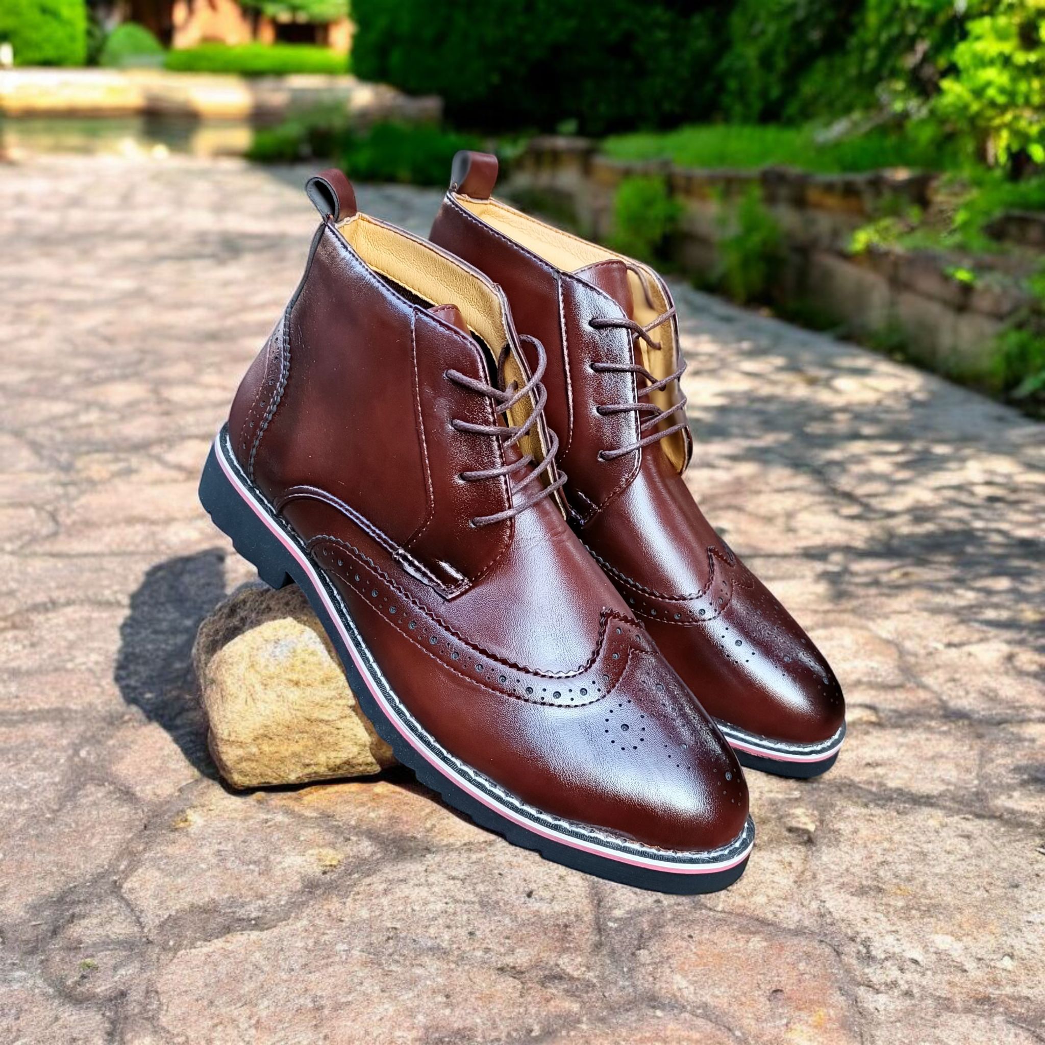 ZOTA Men elegant boots. PU leather Oxford design. official boots Dark Brown. Classy and fashionable official boots.