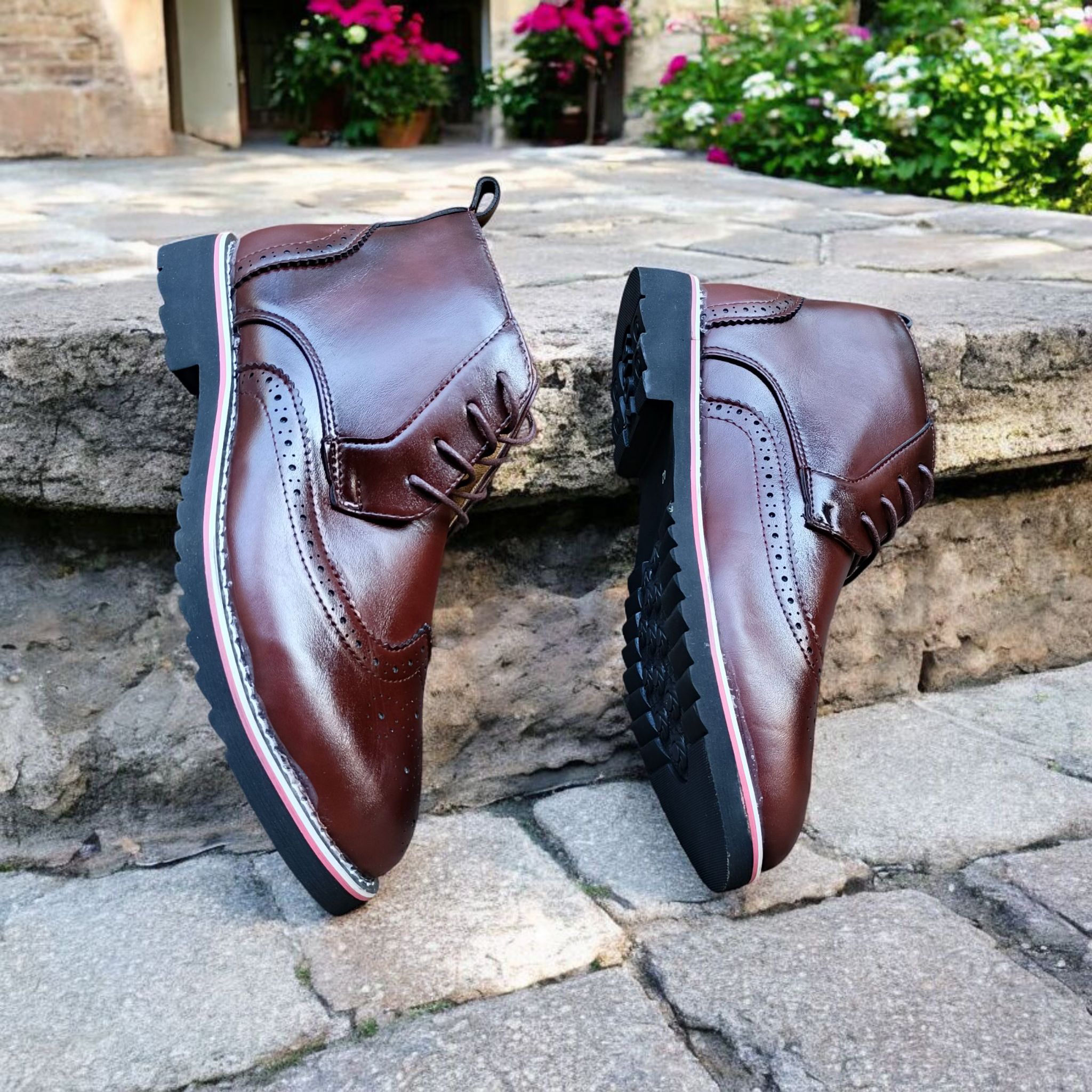ZOTA Men elegant boots. PU leather Oxford design. official boots Dark Brown. Classy and fashionable official boots.