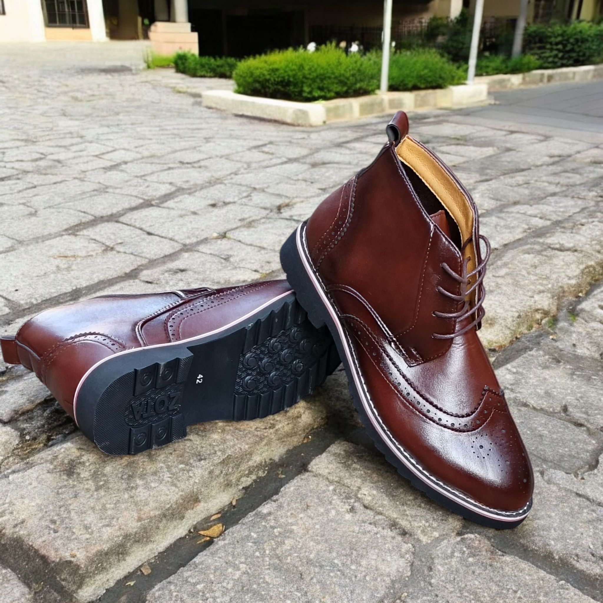 ZOTA Men elegant boots. PU leather Oxford design. official boots Dark Brown. Classy and fashionable official boots.