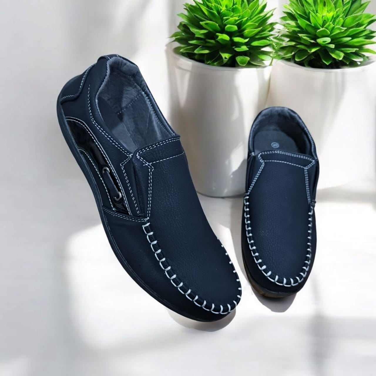 Men's Casual  Faux Leather Loafers. Slip-on black moccasins. Mens driving shoes. Comfortable fashion mens loafers. Affordable, versatile, everyday mens loafers.