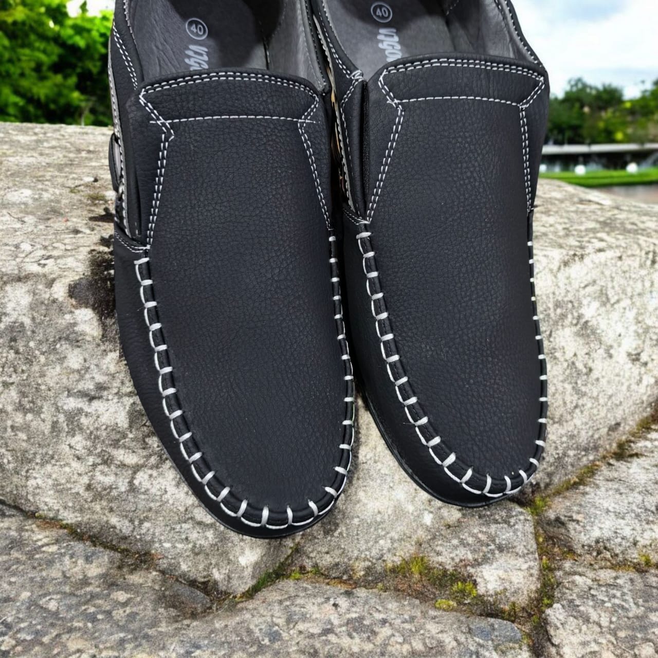 Men's Casual  Faux Leather Loafers. Slip-on black moccasins. Mens driving shoes. Comfortable fashion mens loafers. Affordable, versatile, everyday mens loafers.