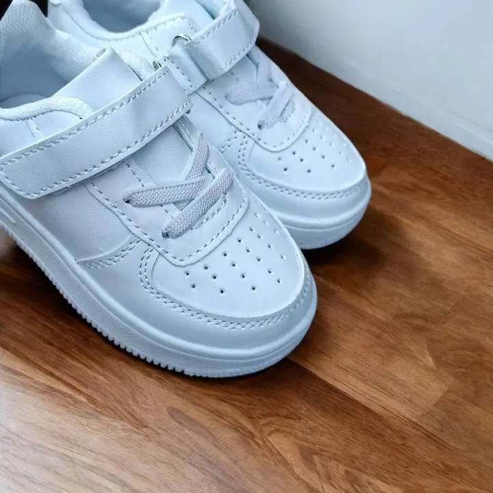 Air 1, plain white sneakers.Cute Spring Autumn Boys Girl's Kids White Fashion Casual Shoes Non-slip Sneakers Sports Shoes PVC Unisex Print Rubber Mesh.