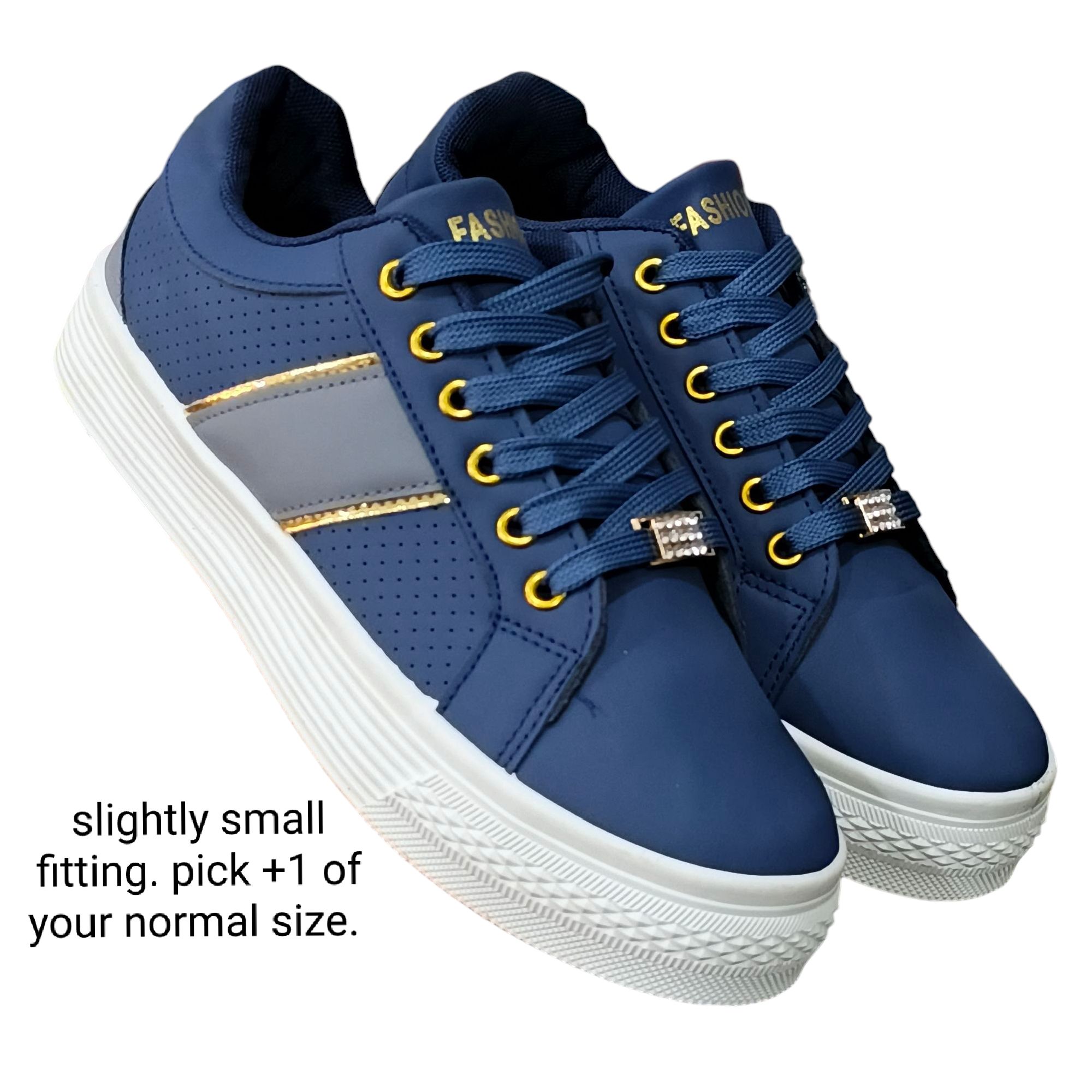 Stylish casual sneakers for ladies. Fashionable blue, white and black sneakers. Comfortable platform, trendy Lace-up sneakers, versatile, modern casual shoes, urban style everyday sneakers.