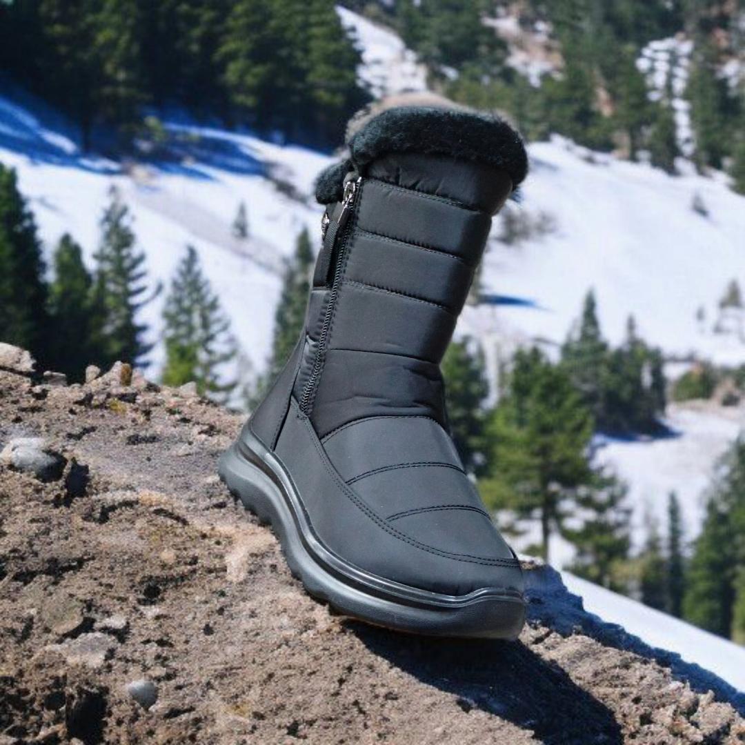Women warm boots, Fashion ladies boots. Ankle boots, waterproof shoes. Women zipper boots. Flat casual winter boots.