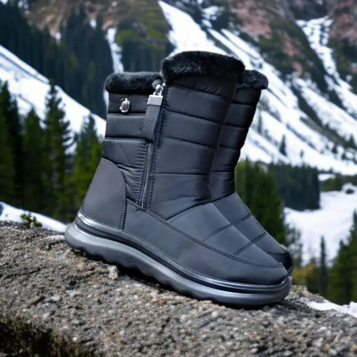 Women warm boots, Fashion ladies boots. Ankle boots, waterproof shoes. Women zipper boots. Flat casual winter boots.