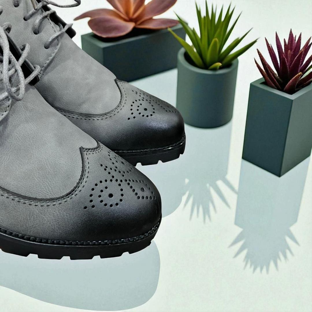 Men's Classic Brogue Oxford Shoes, Grey Leather Elegance. From Boardroom to Boulevard, All Terrain Leather Brogues. Timeless Steps, Your Everyday Smart Casual and official Companion shoes.